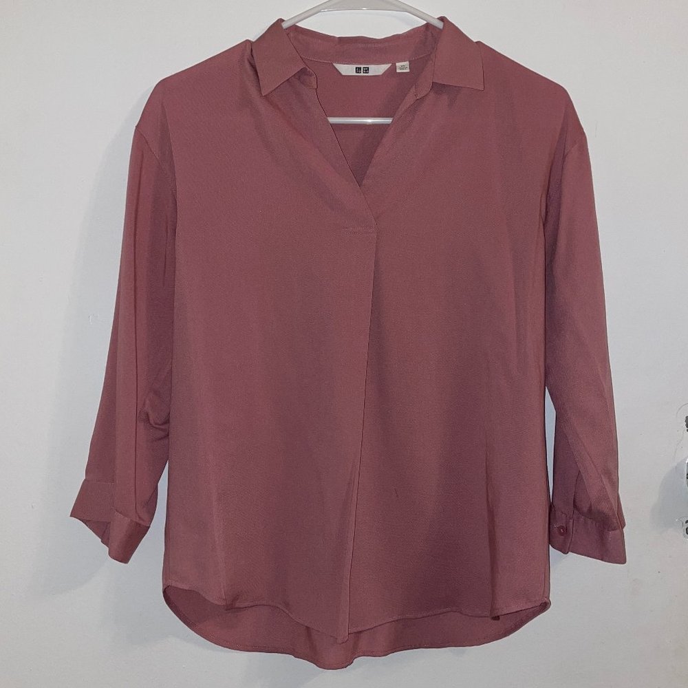 Uniqlo 3/4 sleeve Rose Pink Blouse